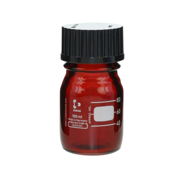 日本SIBATA柴田科學耐熱螺口瓶 棕色帶黑色瓶蓋 017210-10002A