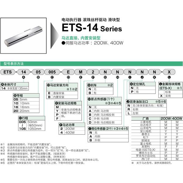CKD喜開理電動執行器（無馬達型）滑塊型ETS-14-10005-EM2NNNNN