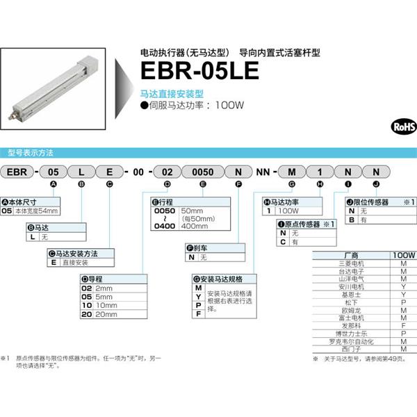 CKD喜開理電動執行器（無馬達型）滑塊型EBR-05LE-00-100200NNN-F1CB