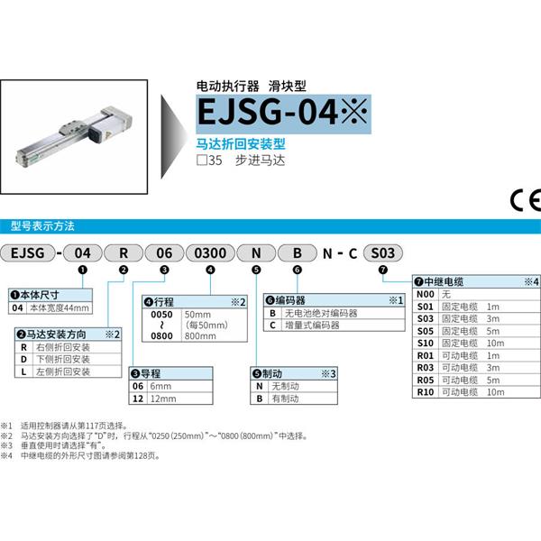 CKD喜開理電動執行器（無馬達型）滑塊型EJSG-04E06R0050NBN-CR10