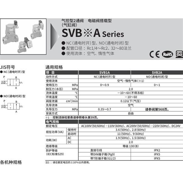 CKD喜開理氣控型2通閥（氣缸閥）SVB1A-80A-02CS-AC100V