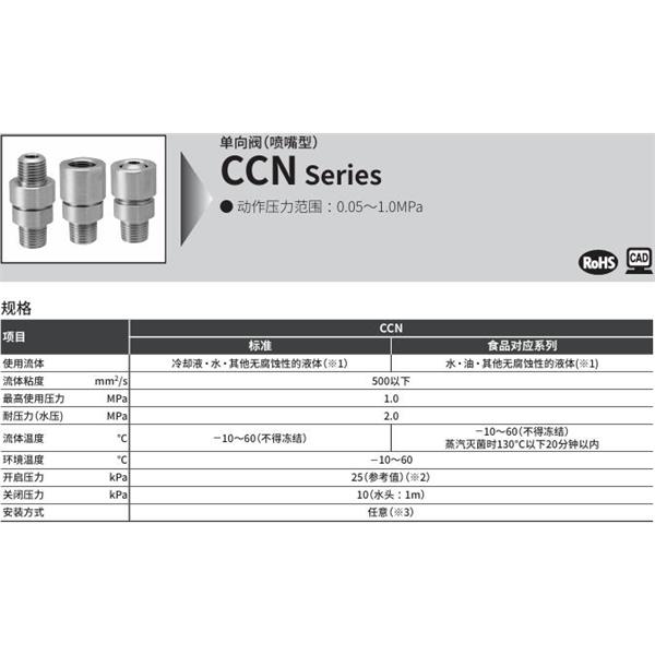 CKD喜開理單向閥（噴嘴型）CCN-10H-6