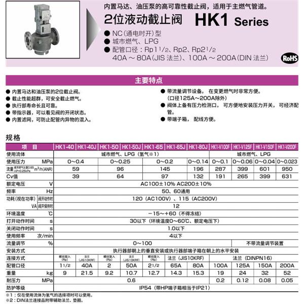 CKD喜開理液動2位置遮蔽閥HK1-65-AC100V